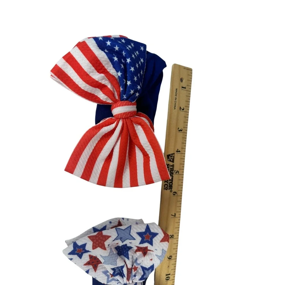 Patriotic Hair Bows Baby Headband 4th of July Stars Stripes Red‎ White Blue